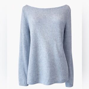 St. Tropez 100% Linen Knit Sweater | Blue | Size Medium
